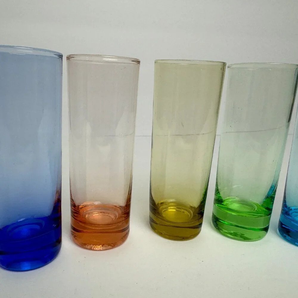 Vintage Set of 6  Shot Glasses Multi Colors 4.25